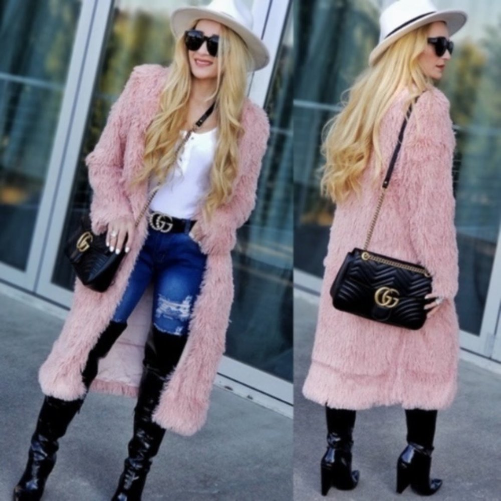 Plush Soft Blush Faux Fur Coat Jacket